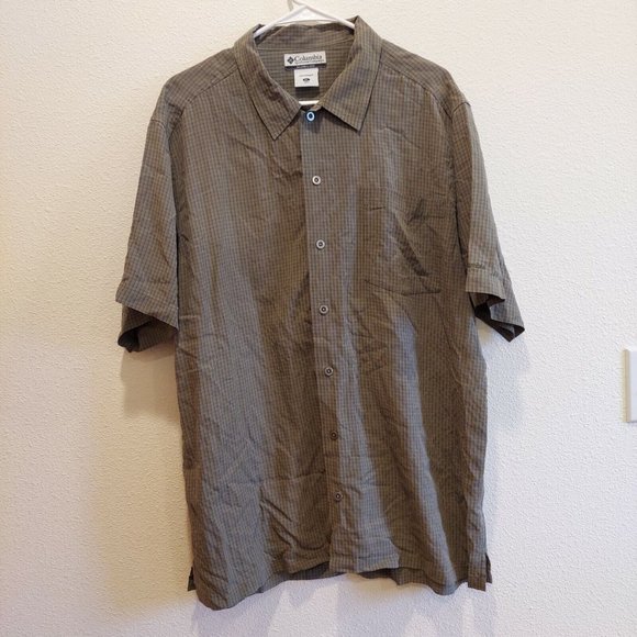 Columbia Other - Columbia Men's Button Down Shirt size XL Chest 48 Short Sleeve olive Gray plaid